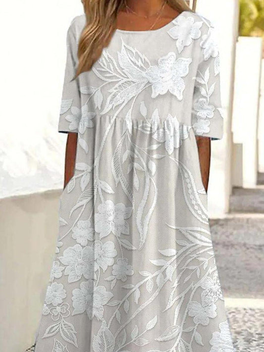 Louise | Classic White Midi Dress