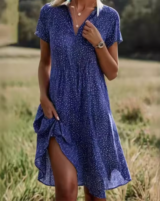 Christel | Casual Button-Up Short Sleeve Shirt Dress