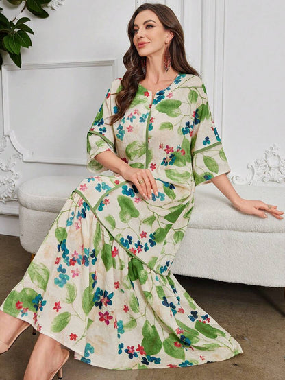 Leah™ | Floral Print Ruffle Dress