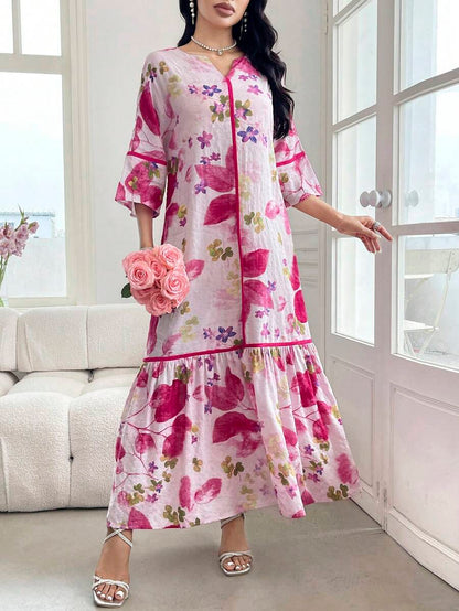 Leah™ | Floral Print Ruffle Dress