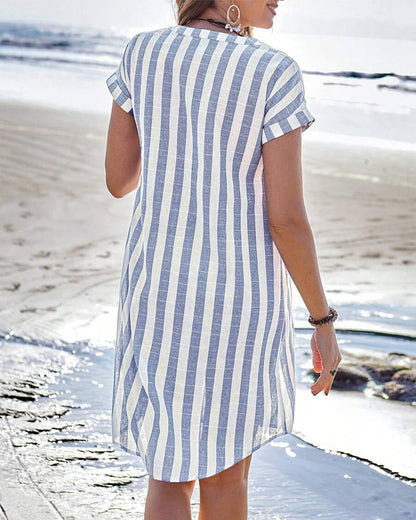 Melissa | Summer Striped Shirt Dress