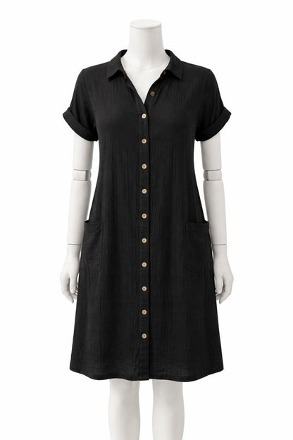 Sara | Button-Front Relaxed Shirt Dress