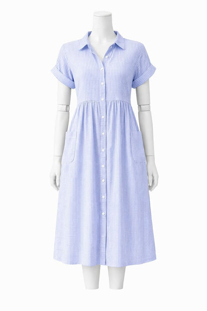 Jennifer | Striped Button-Down Midi Dress