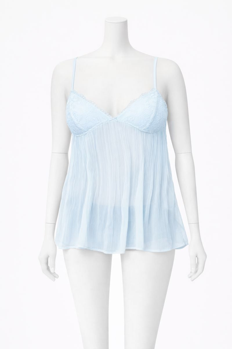 Pleated Lace-Trim Cami Top