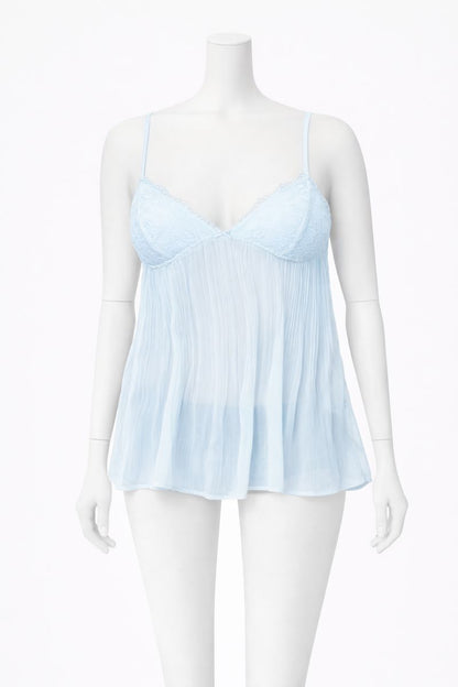 Pleated Lace-Trim Cami Top