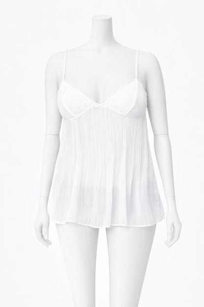 Pleated Lace-Trim Cami Top