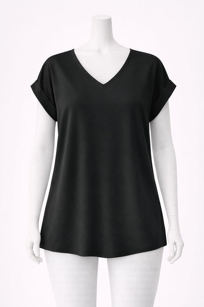 Twist Front Short-Sleeve V-Neck Top