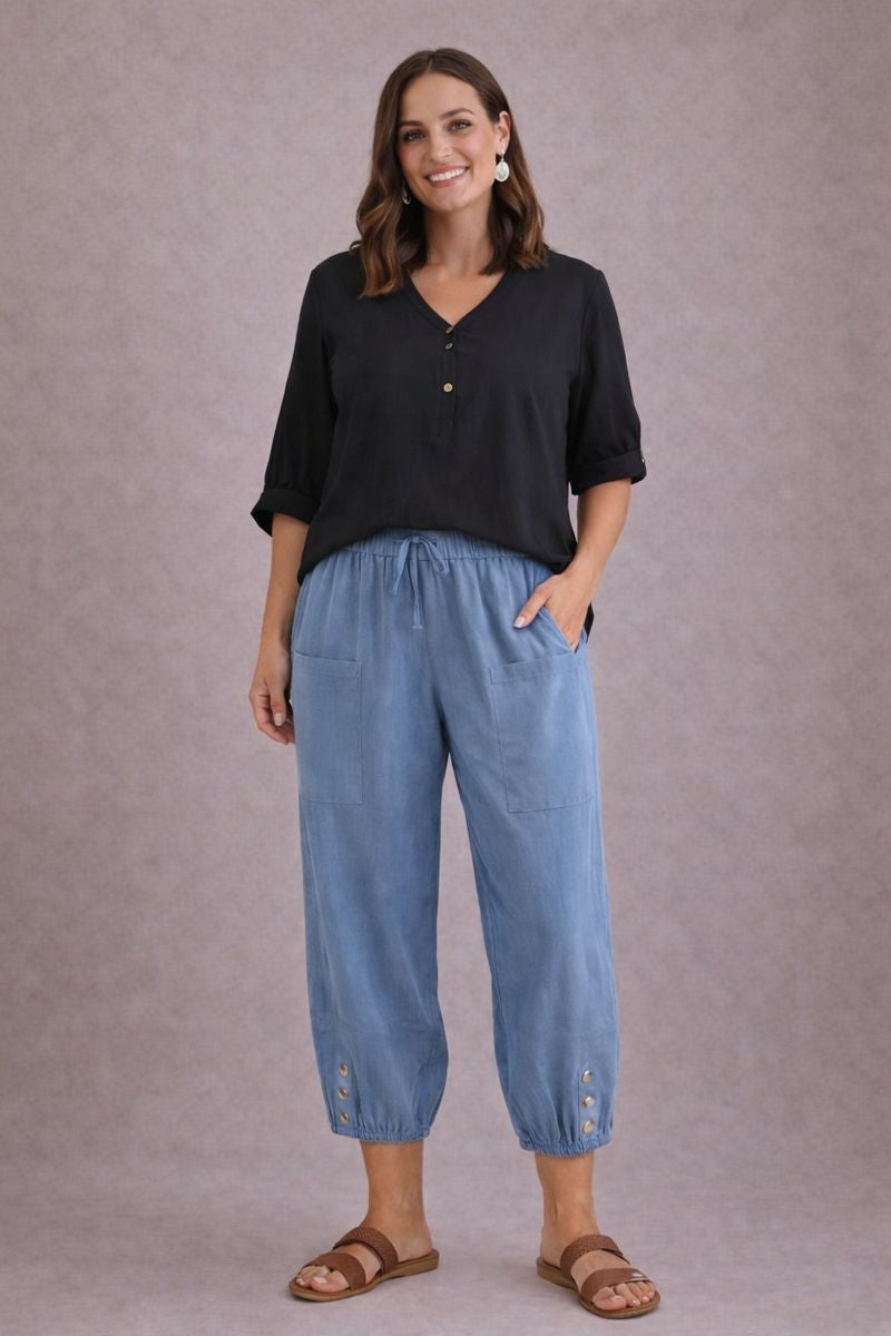 Button Hem Casual Pants