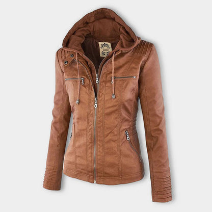 Olive™ - Waterproof Women's Leather Jacket with Hood