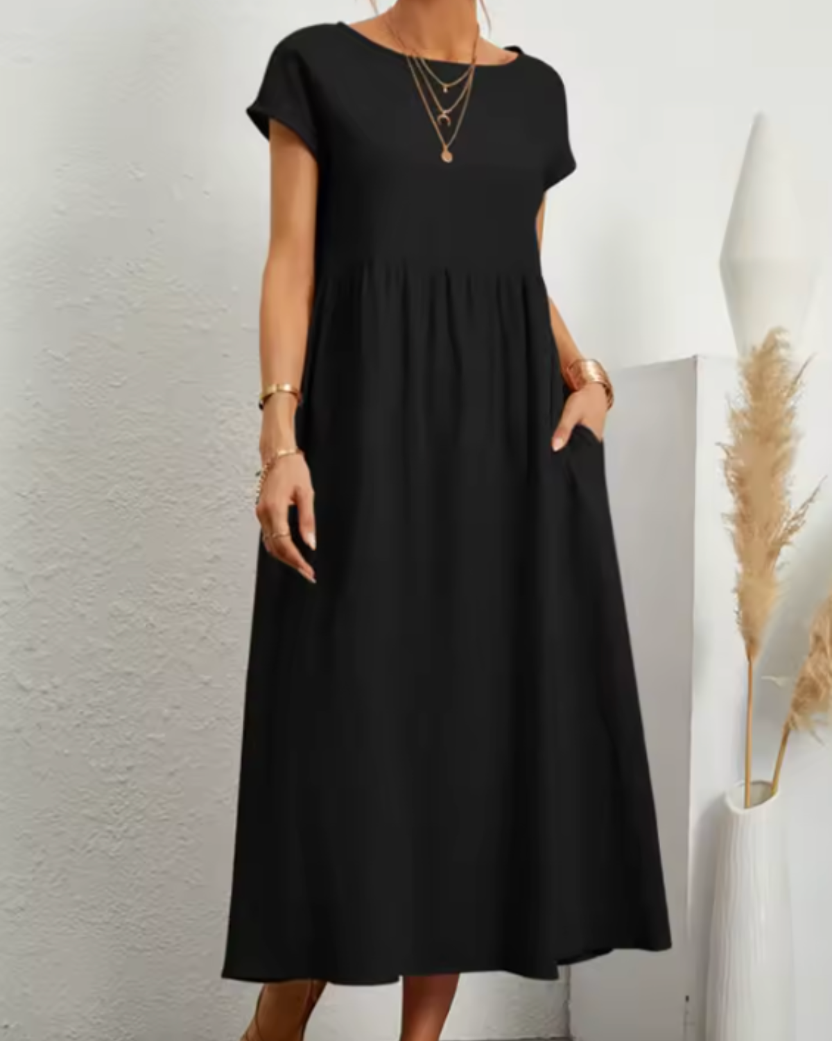 Pauline | Relaxed Short-Sleeve Midi Dress