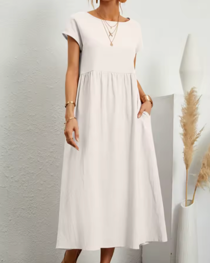 Pauline | Relaxed Short-Sleeve Midi Dress