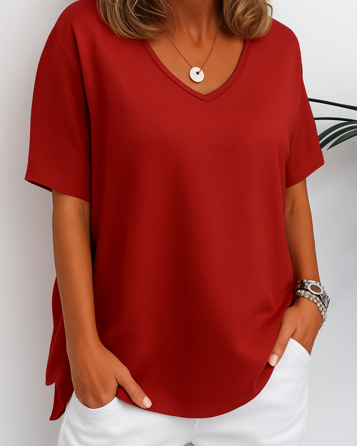 Jessie | Relaxed Fit Short-Sleeve V-Neck Top