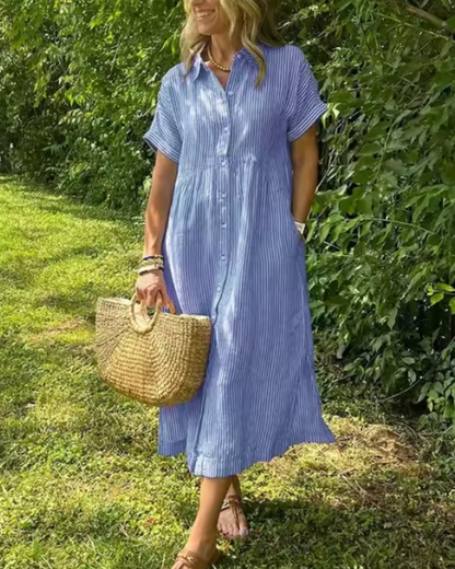 Jennifer | Striped Button-Down Midi Dress