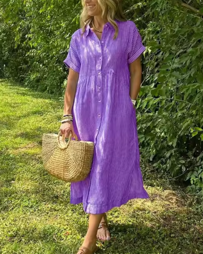 Jennifer | Striped Button-Down Midi Dress