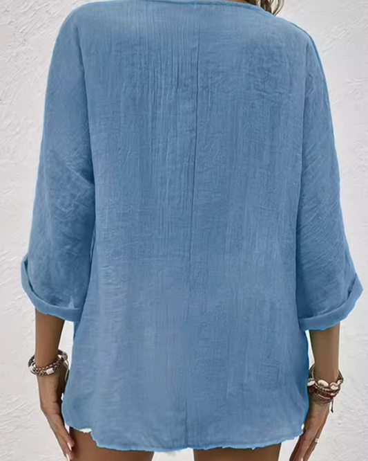 Casual Button-Front Blouse