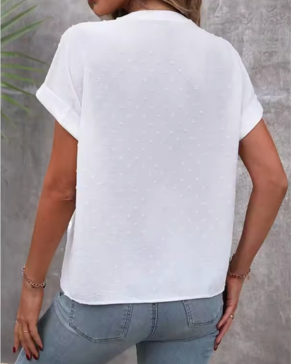 Rosa | Short-Sleeve Textured Button Blouse