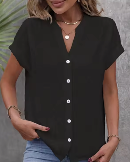 Rosa | Short-Sleeve Textured Button Blouse