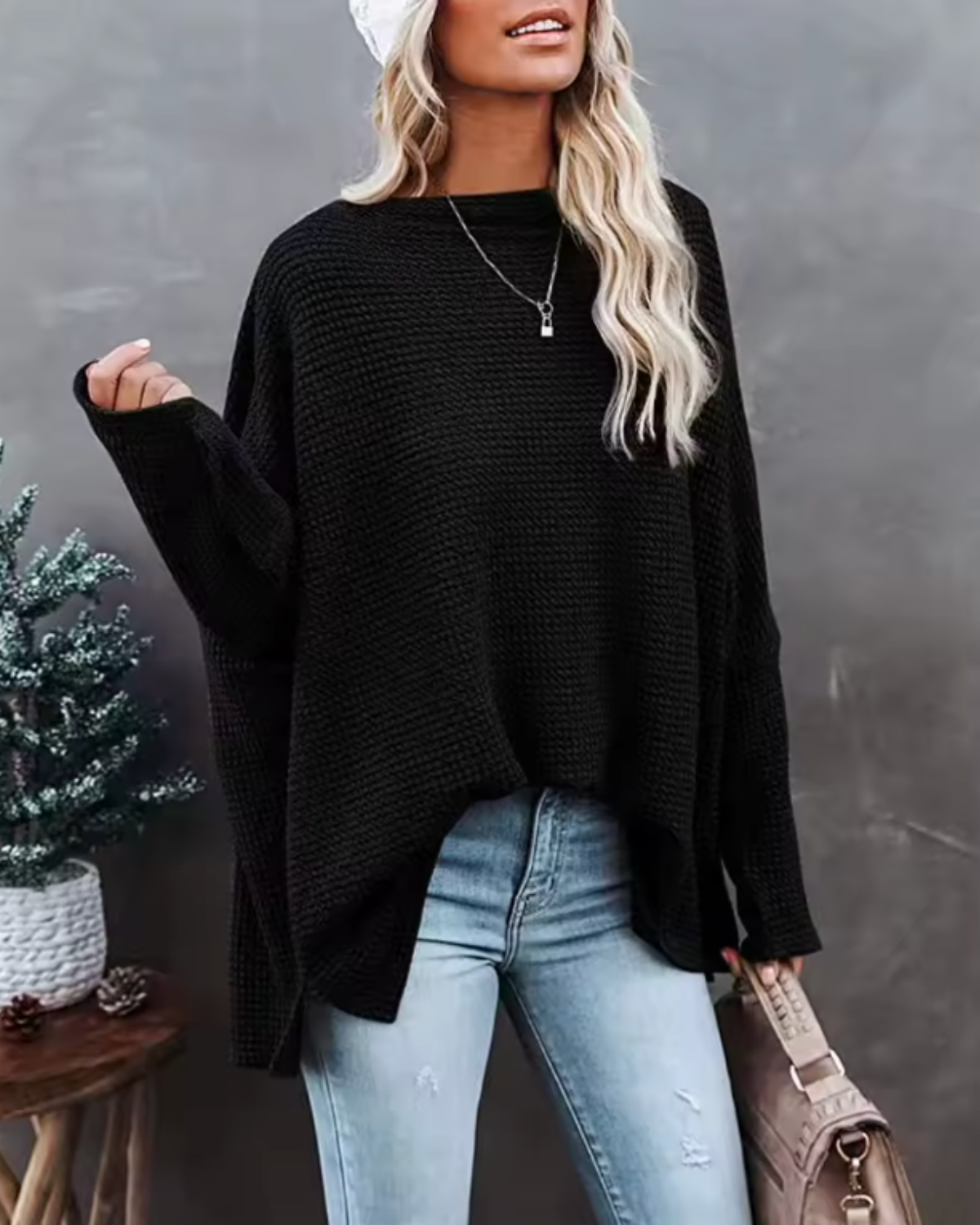 Off-Shoulder Textured Knit Shirt
