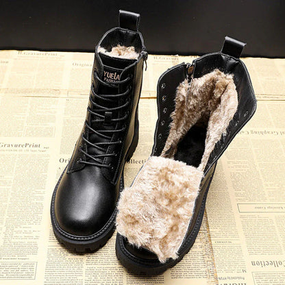 Ava™ Black Leather Winter Boots