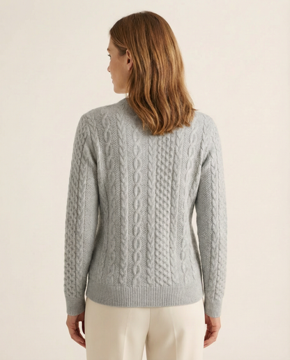 Cable-Knit Front Zip Sweater