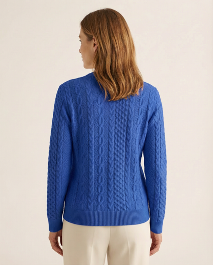 Cable-Knit Front Zip Sweater